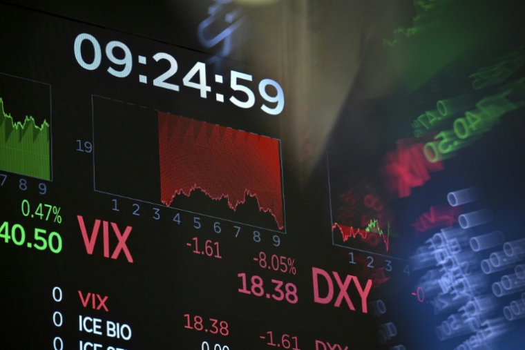 Un écran à la Bourse de New York, le 19 octobre 2026 ( AFP / ANGELA WEISS )