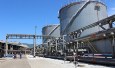 Une vue générale montre le terminal pétrolier de Novorossiisk (NMT) dans le port de Novorossiisk sur la mer Noire