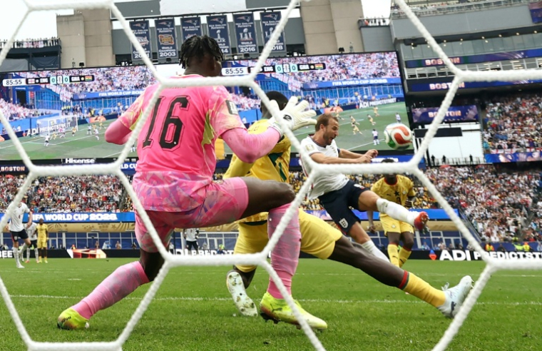 L'incroyable raté d'Harry Kane à la 86e minute du match de l'Angleterre contre le Ghana le 23 juin 2026 à Foxborough, près de Boston ( AFP / FRANCK FIFE )