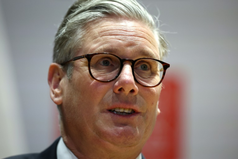 Le Premier ministre britannique Keir Starmer prononce un discours à Londres, le 8 mai 2025 ( POOL / HENRY NICHOLLS )