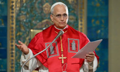 Le pape Léon XIV à la basilique Notre-Dame d'Afrique, à Alger le 13 mars 2026 ( AFP / Alberto PIZZOLI )