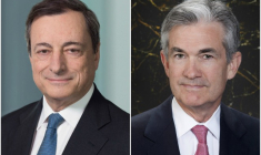 Mario Draghi, président de la BCE et Jerome Powelle, président de la Fed (crédits : BCE, Réserve fédérale)