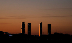 Vue du coucher du soleil à Madrid, Espagne