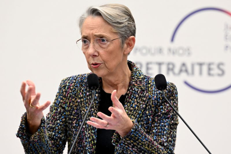La Première ministre française, Elisabeth Borne, lors d'une conférence de presse à Paris