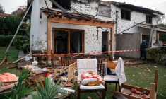 Vue d'une maison endommagée par des frappes aériennes à Goma, dans l'est de la République démocratique du Congo (RDC), mercredi 11 mars 2026 ( AFP / Jospin Mwisha )