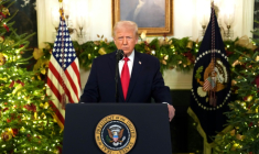 Donald Trump lors d'une allocution télévisée, le 17 décembre 2025 dans la Maison Blanche, à Washington ( POOL / Doug MILLS )