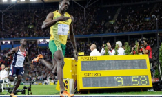 Usain Bolt lors de son record du monde du 100 mètres