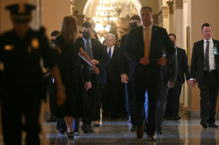 Benjamin Netanyahu à son arrivée au Capitole, à Washington le 8 juillet 2025 ( AFP / Jim WATSON )