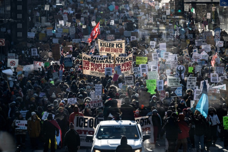 Manifestation contre la police de l'immigration (ICE)à  Minneapolis, dans le Minnesota, le 25 janvier 2026 ( AFP / ROBERTO SCHMIDT )