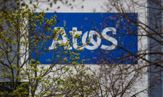 Logo de la société française de conseil en informatique Atos, à Angers