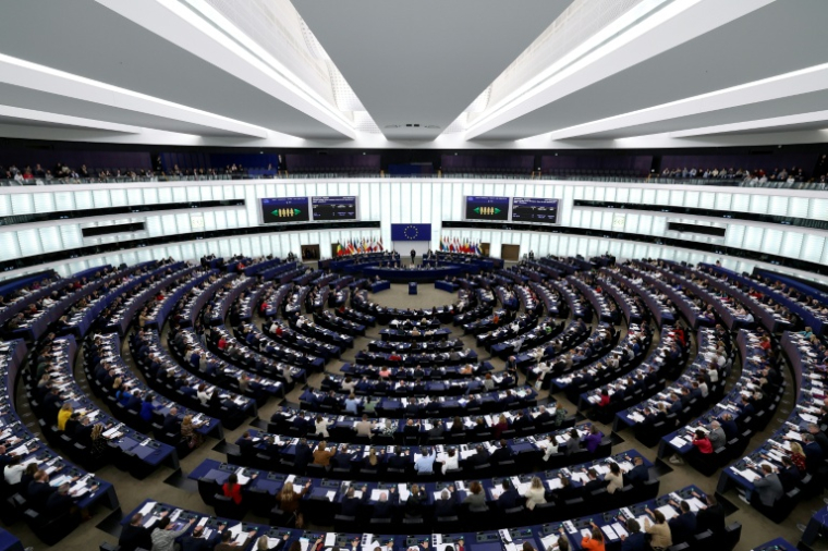L'assemblée du Parlement européen de Strasbourg, le 23 octobre 2024 ( AFP / FREDERICK FLORIN )