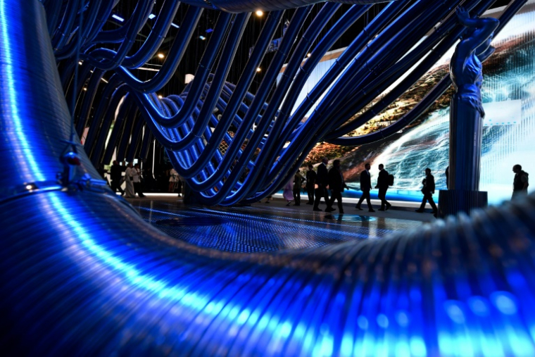 Une installation pour le forum économique de Saint-Pétersbourg (Saint Petersburg International Economic Forum - SPIEF). Photo prise le 19 juin 2025 ( AFP / Olga MALTSEVA )