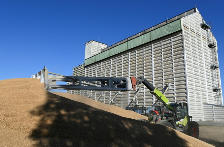 Récolte et stockage du blé à Marbois, en Eure-et-Loire, le 11 juillet 2025, en vue de l'exporter par le port de Rouen. ( AFP / JEAN-FRANCOIS MONIER )