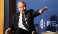 François Villeroy de Galhau à Wahsington, aux États-Unis, le 12 avril 2023. ( GETTY IMAGES NORTH AMERICA / KEVIN DIETSCH )