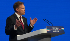 Grant Shapps, ministre britannique de la défense lors  de la journée d'ouverture de la conférence annuelle du Parti conservateur à Manchester, dans le nord de l'Angleterre, le 1er octobre 2023. ( AFP / JUSTIN TALLIS )