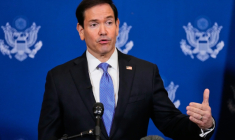 Le secrétaire d'Etat américain Marco Rubio lors d'un point presse après une rencontre avec le ministre russe des Affaires étrangères Sergueï Lavrov en marge de la 81e Assemblée générale des Nations unies à New York, le 23 septembre 2026 ( POOL / Yuki Iwamura )