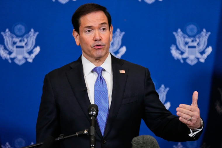Le secrétaire d'Etat américain Marco Rubio lors d'un point presse après une rencontre avec le ministre russe des Affaires étrangères Sergueï Lavrov en marge de la 81e Assemblée générale des Nations unies à New York, le 23 septembre 2026 ( POOL / Yuki Iwamura )