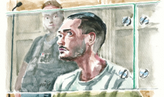 Croquis d'audience du 14 septembre 2026 montrant Othman Garrido, soupçonné d'avoir été un bourreau du groupe Etat islamique, lors de son procès à Paris ( AFP / ZZIIGG )