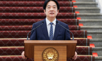 Le président taïwanais Lai Ching-te prononce un discours à l'occasion du premier anniversaire de son investiture, le 20 mai 2025 à Taipei ( AFP / CHENG Yu-chen )