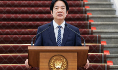 Le président taïwanais Lai Ching-te prononce un discours à l'occasion du premier anniversaire de son investiture, le 20 mai 2025 à Taipei ( AFP / CHENG Yu-chen )