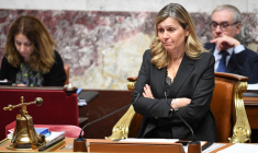 Yaël Braun-Pivet à Paris, le 28 février 2023. ( AFP / BERTRAND GUAY )