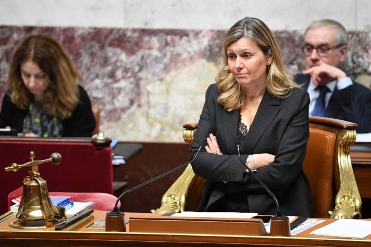 Yaël Braun-Pivet à Paris, le 28 février 2023. ( AFP / BERTRAND GUAY )