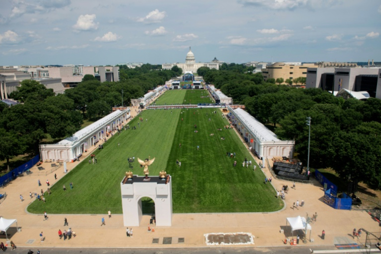 La "Great American State Fair" à Washington, vue depuis une grande roue sur le National Mall, le 25 juin 2026 ( AFP / Matthew Hatcher )