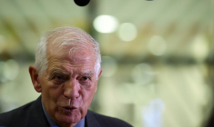 Le haut-représentant de l'UE aux Affaires étrangères et à la Sécurité Josep Borrell s'adressant aux médias