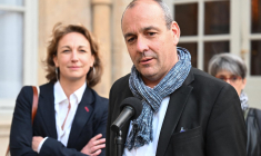 Laurent Berger le 16 mai à Matignon. ( AFP / BERTRAND GUAY )