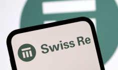 Le logo de Swiss RE dans cette illustration
