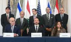 Signature de l'accord entre Israël, le Liban et les Etats-Unis lors d'une cérémonie au département d'Etat à Washington, le 26 juin 2026 ( AFP / SAUL LOEB )