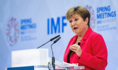 a directrice générale du Fonds monétaire international (FMI), Kristalina Georgieva, à Washington aux Etats-Unis, le 17 avril 2025 ( AFP / Jim WATSON )