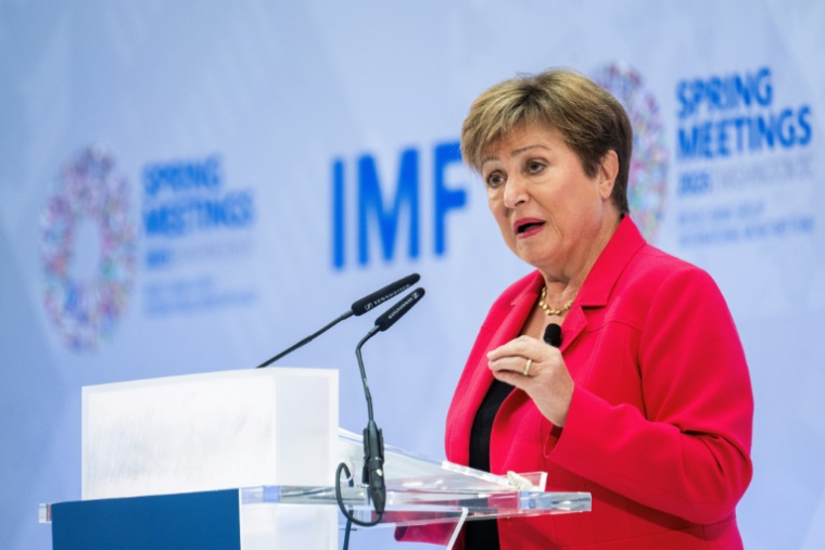a directrice générale du Fonds monétaire international (FMI), Kristalina Georgieva, à Washington aux Etats-Unis, le 17 avril 2025 ( AFP / Jim WATSON )