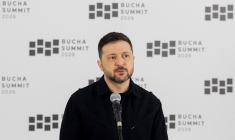 Volodymyr Zelensky à Boutcha, en Ukraine, le 31 mars 2026. ( AFP / TETIANA DZHAFAROVA )