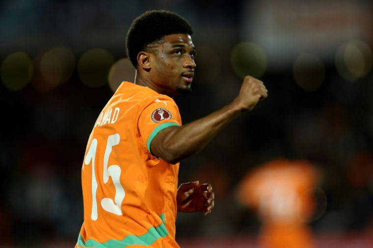 Amad Diallo, auteur du premier but de la Côte d'Ivoire contre le Burkina Faso, en huitième de finale de la CAN, le 6 janvier 2026 à Marrakech ( AFP / FRANCK FIFE )