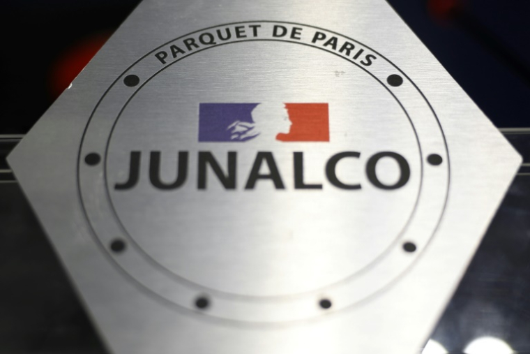 Le logo de la Juridiction nationale de lutte contre la criminalité organisée (Junalco) le 3 mai 2025, à Paris ( AFP / Ian LANGSDON )