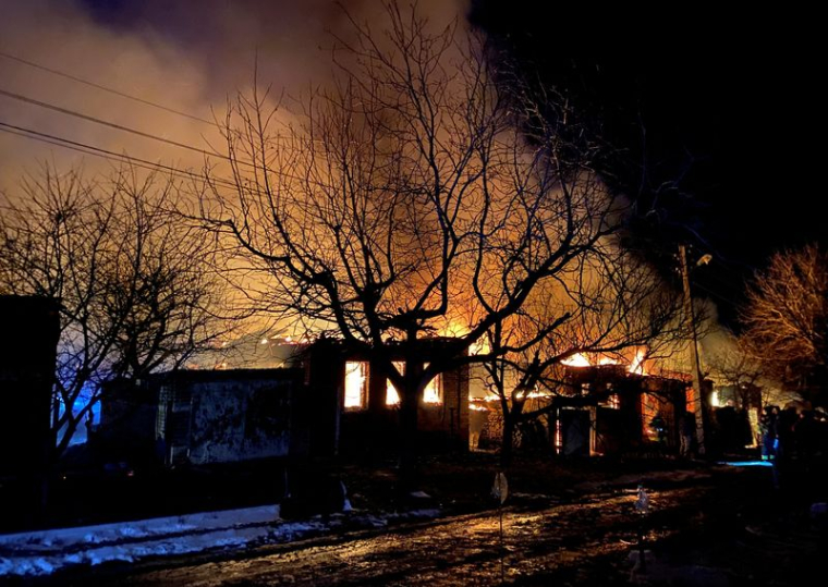 Site d'une attaque de drone russe, à Kharkiv