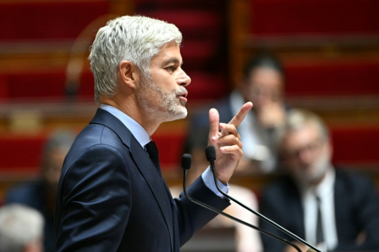 Le président des députés LR, Laurent Wauquiez, prononce un discours à l'Assemblée nationale, à Paris, le 8 septembre 2025 ( AFP / Bertrand GUAY )