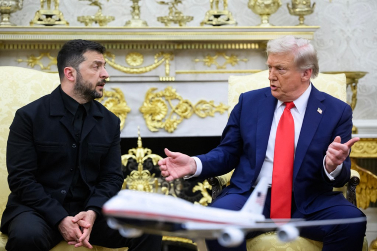 Volodymyr Zelensky et Donald Trump à Washington, aux États-Unis, le 18 août 2025. ( AFP / MANDEL NGAN )