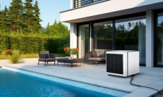 (Crédits photo : Adobe Stock - Maison moderne dotée d'équipements extérieurs : piscine, salon de jardin et pompe à chaleur air)