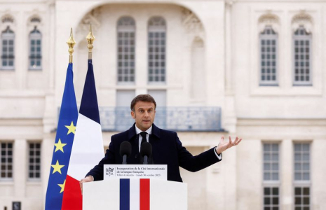 Le président Emmanuel Macron lors de l'inauguration de la Cité internationale de la langue française