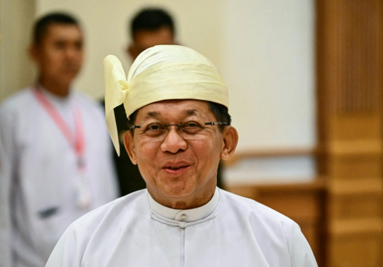 Le nouveau président birman Min Aung Hlaing à Naypyidaw en Birmanie le 10 avril 2026 ( AFP / Sai Aung MAIN )