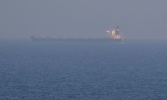 Un navire transportant des céréales ukrainiennes vu dans la mer Noire près du port ukrainien d'Odessa