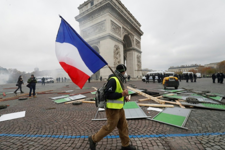 Rassemblement de Gilets jaunes, à Paris, le 24 novembre 2018 ( AFP / FRANCOIS GUILLOT )