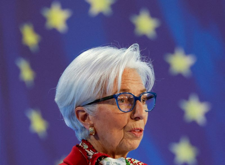 La présidente de la BCE, Christine Lagarde, participe à une conférence de presse à l'issue de la réunion de politique monétaire de la BCE à Francfort