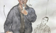 Croquis du chirurgien pédocriminel Joël Le Scouarnec à l'audience du 4 mars 2025, à Vannes ( AFP / Benoit PEYRUCQ )