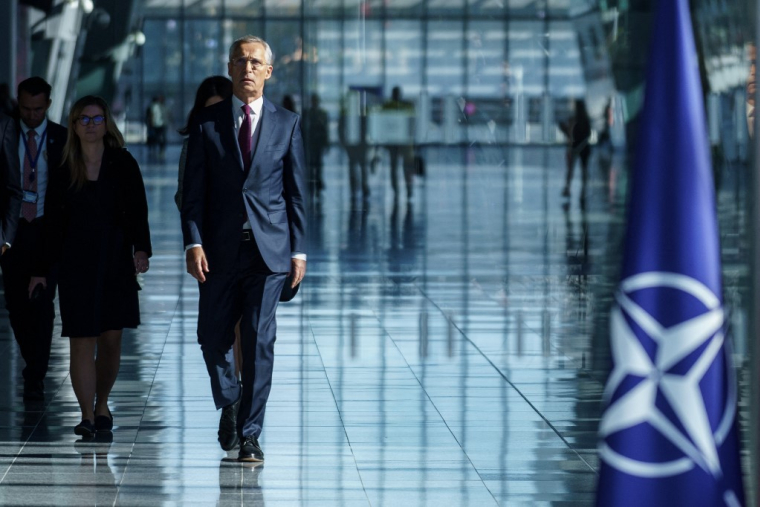 Jens Stoltenberg à Bruxelles, en Belgique, le 13 juin 2024. ( AFP / SIMON WOHLFAHRT )