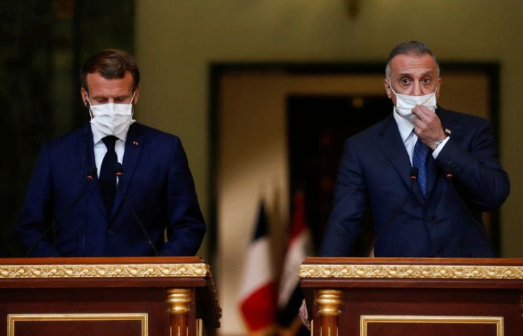 MACRON PARLE DE COOPÉRATION ÉNERGÉTIQUE ET MILITAIRE AVEC LE PREMIER MINISTRE IRAKIEN