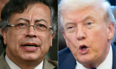 Combo du président colombien Gustavo Petro (à gauche), le 13 novembre 2025 à Bogota, et de son homologue américain Donald Trump, le 2 février 2026 à Washington ( AFP / Raul ARBOLEDA )