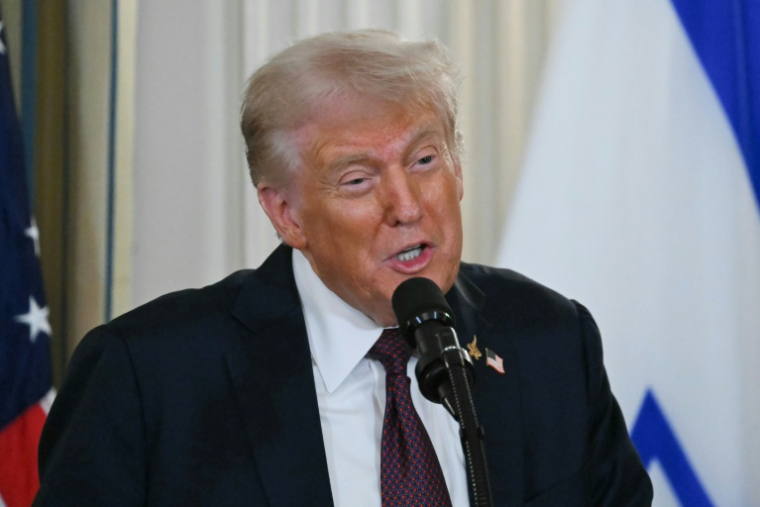 Le président américain Donald Trump lors d'une conférence de presse avec le Premier ministre israélien Benjamin Netanyahu à la Maison Blanche, à Washington, le 29 septembre 2025 ( AFP / ANDREW CABALLERO-REYNOLDS )